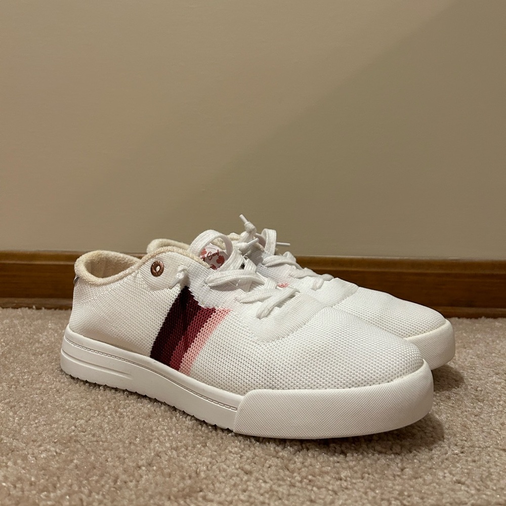 White with Pink Stripes, Comfy Sneakers.
